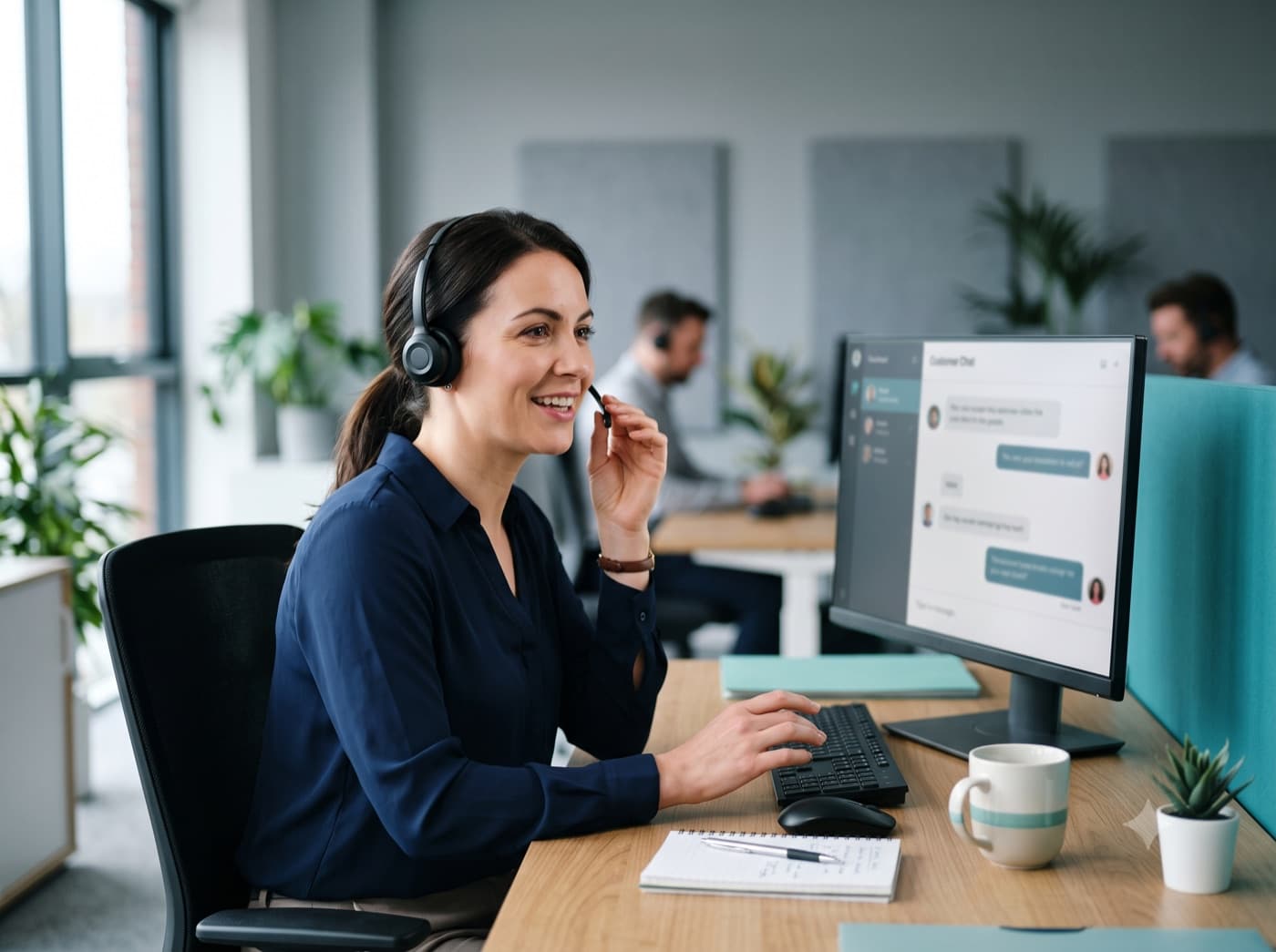 A support conversation in progress on a headset or chat interface
